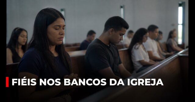 Fiéis nos bancos da igreja